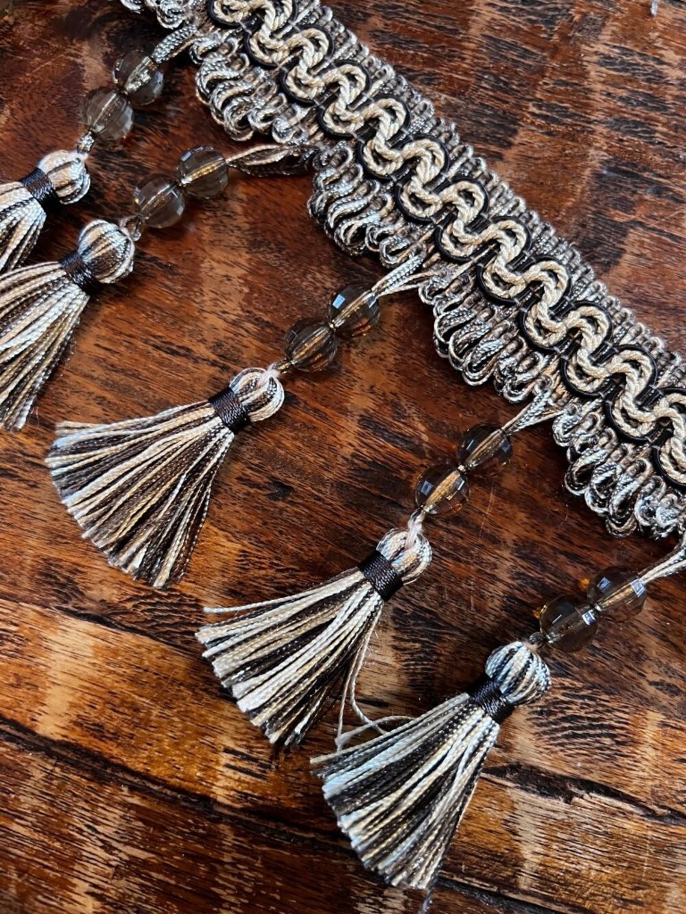 Brown Beaded Tassel Fringe Trim 115 Inches